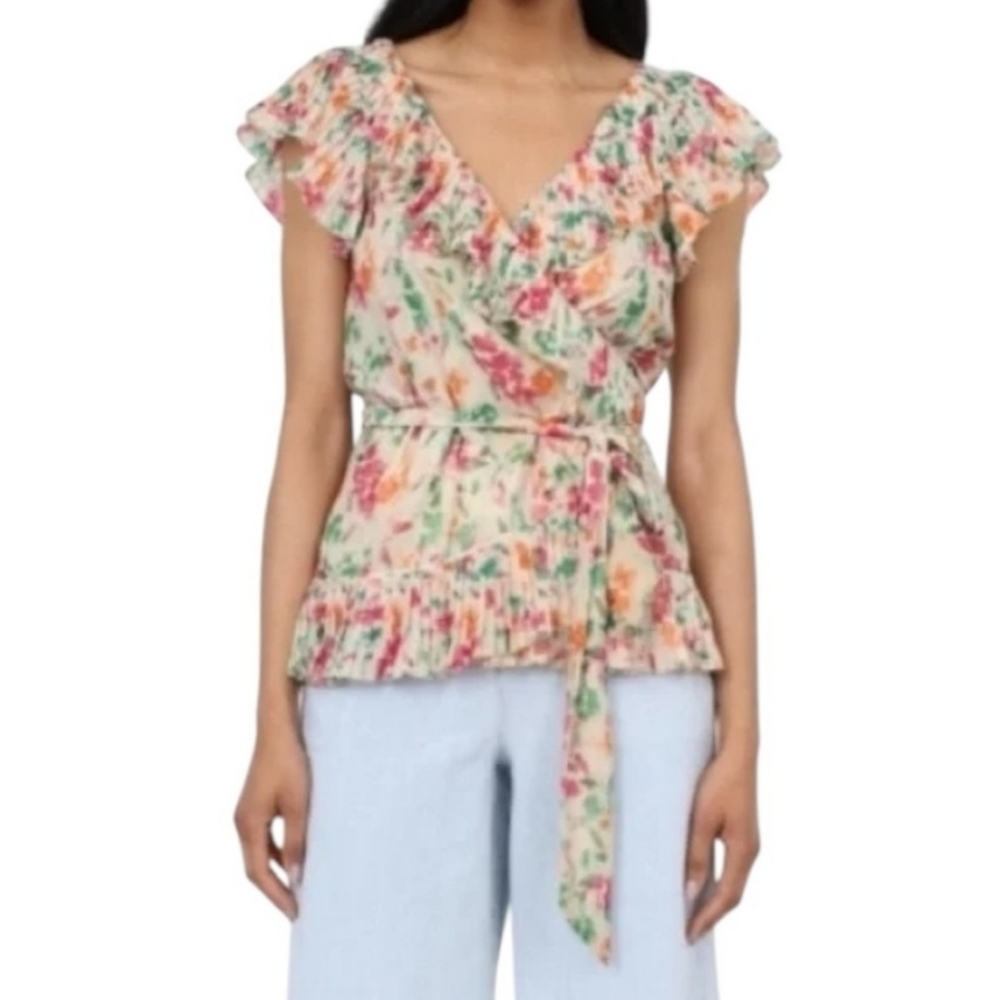 Diane Von Furstenberg | New Floral Ruffle Wrap Top Small